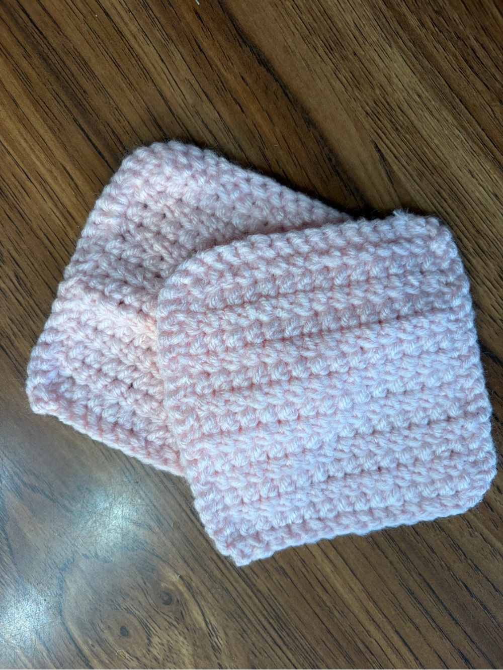 Handmade Crocheted Coaster Pair - Soft Light Pink